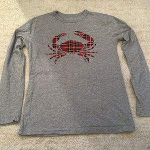 Gray long sleeve gray -tee with plaid crab! Worn once.